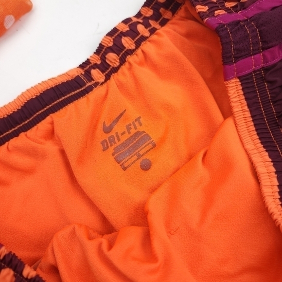 Nike Dry Fit Orange Purple Dot Stripe Women's Shorts Sz M - Picture 7 of 11